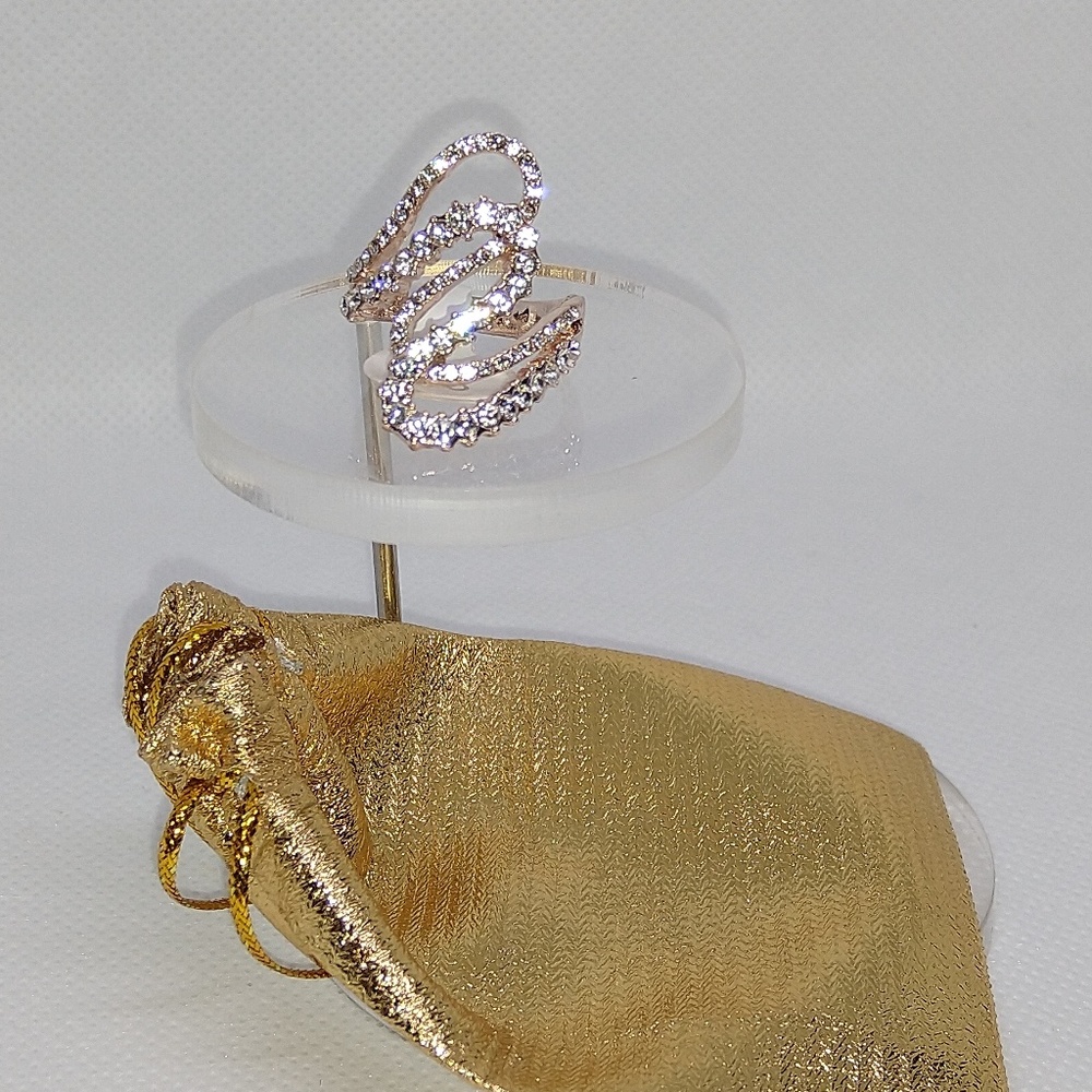 Rose Gold Big Cubic Zirconia Rhinestones Ring